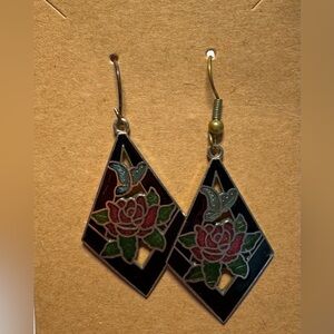 Vintage cloisonné dangle earrings